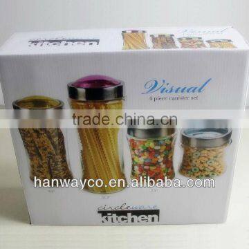 stock 4pcs canister set closeout glass storage jars