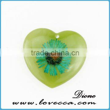 New Fashion Heart Shape Transparent Real Flower Resin Charm Pendants photo-3