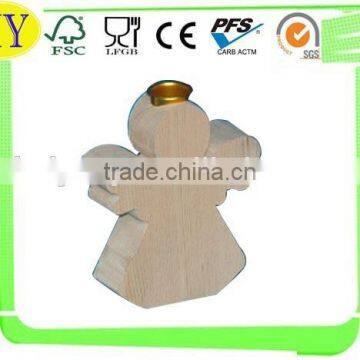 high quality of pine wood angel shaped candle holder