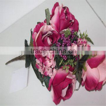 SJ20170027 Pink Peach Artificial Silk Rose Bud photo-2