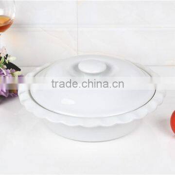 Ceramic White Porcelain Round Baking Dish photo-5