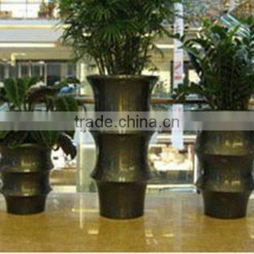 Modern gold fiberglass planter