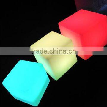 led cube chair /PE colorful waterproof led illuminated cube stool