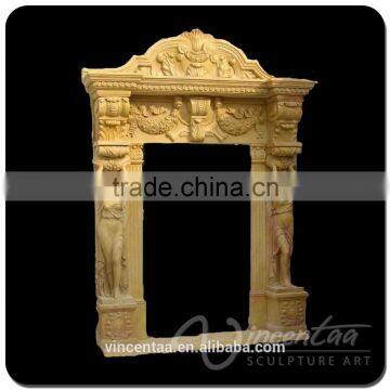 Outdoor Home Decoration Stone Carving Arch Door Marble Frame With Figure Design photo-5