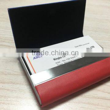 Double Sides pu Leather&Metal Personalized Leather Business Card Holder Portable Business Card Holder photo-5