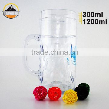 1200ml High Capacity Bpa Free Food Grade Customize Plastic Beer Mug With Handle