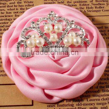 Satin Hanmade Rose Flower With Crown for Kids Hair Accessories photo-5