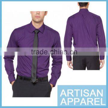 Wholesale 2015 Business Men's Long Sleeve Shirts 100% Cotton Purple Characteristic Shirt & OEM Service