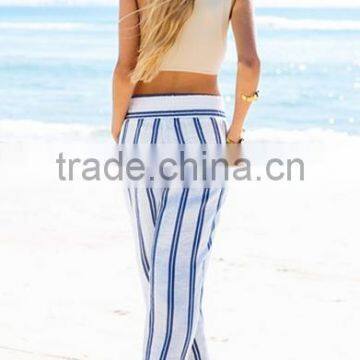 Anchor Stripe Pants Soft Linen Stripe Print Pants for Women LC7368 photo-2