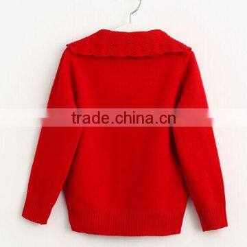 High Quality Baby Girls Crocheted Collar Patterns Pullover Sweater photo-2
