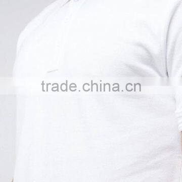 Custom Chest Logo Short Sleeve Button Placket Men's 100% Organic Cotton Breathable Pique 200g Casual White Blank Polo Shirt photo-3