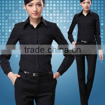 2015 Latest Design Fashion Cutting Black Long Sleeve Ladies Blouse photo-2