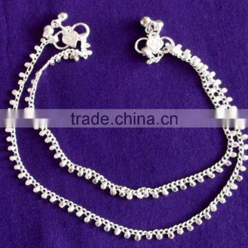 SILVER TONE PAISLEY chain payal ANKLETS feet bracelet PAIR