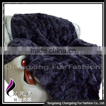 CX-D-03A Fur Throw Rex Rabbit Fur Royal Fluffy Blanket Genuine Fur Blanket photo-5