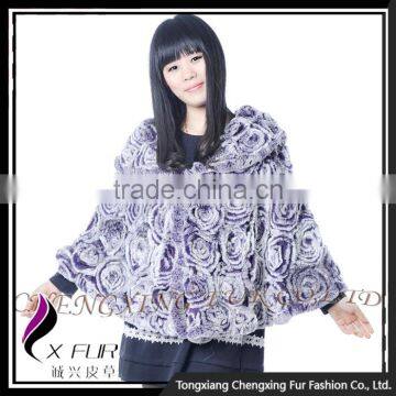 CX-B-127F High Quality Classic Design Rex Rabbit Fur Shawl And cape