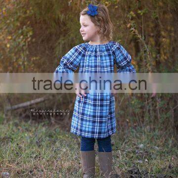 Hot Selling Children Clothes Frock Design Plaid 100% Cotton Fancy Kids Summer Dress photo-4