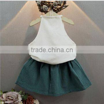 2107 New Design Kids Clothes Two Pieces Vintage Linen Girl Boutique Clothing Fashion Brand Baby Clothing Set photo-2