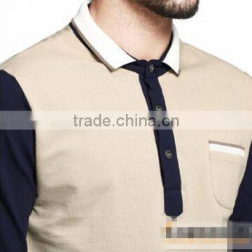 Hot Sale Men's Fashionable and Newest Style Polo Neck Long Sleeve Shirt With 1/4 Zip and Pocket in Breast photo-3