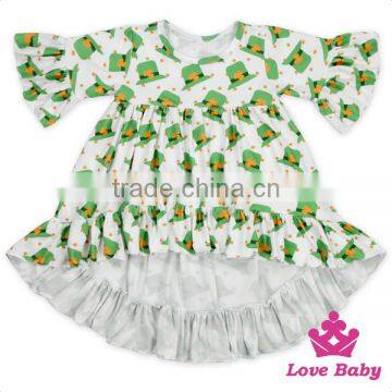 Long Front Long Back Printed Ruffle Fashion Beautiful Toddler Girls' Dress With 2 Pocket Velvet Frock Design photo-5