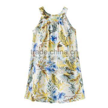 ShiJ Kids Clothes 2017 100% Linen Print Girls Dresses For Teenage photo-2