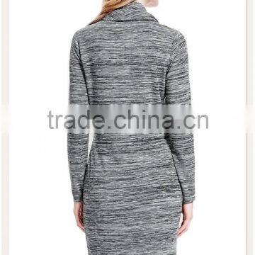 Yihao Ladies New Winter Heaps Collar Long Sleeve Casual Shift Midi Dress 2015 photo-2