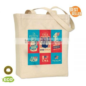 Full Color Print Big Gusset Tote Bag - made from 100% cotton canvas, measures 14"H x 10.5"W x 5"D and comes with your logo.