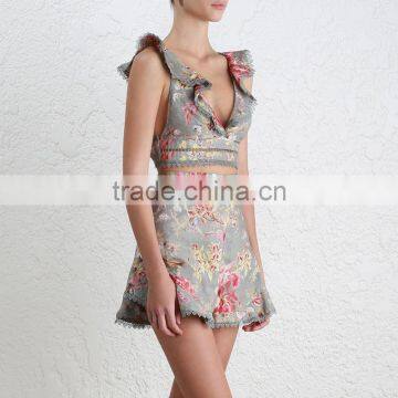 Retro Flutter Frill Crop Top and Lace Shorts Vintage Lady Garments photo-3