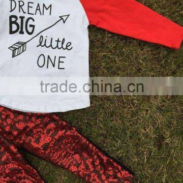 Baby Clothes Winter Otufits Children Set Sequins "dream Big Little One " Kids Red Suit Boutique With Mtaching Accessories Set photo-2