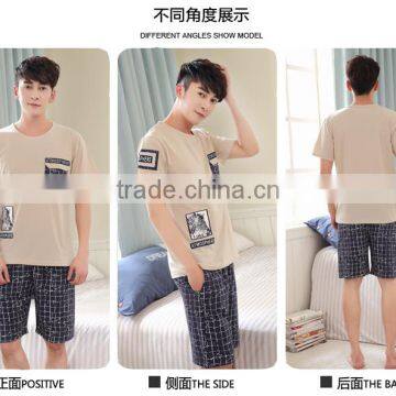 Men's cotton short sleeve pajamas 2017 han edition new summer leisure sports breathable leisurewear suit can be worn outside