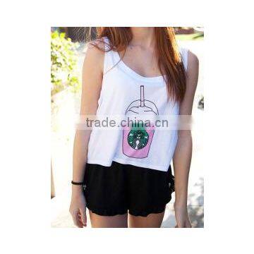 Customized Summer Fashion Girls Loose Crop Top 2016