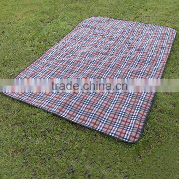outside plaid polar fleece polyester with pu leather handle tent mat luxury camping mat