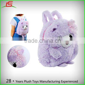 high quality purple soft plush alpaca KT children's backpack