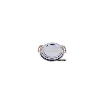 Circular stainless steel metal tray set
