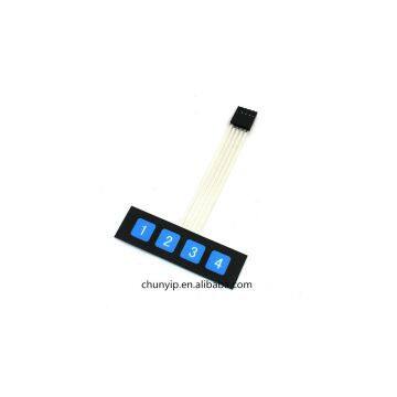 4 blue key matrix membrane switch plastic keypad