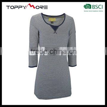 T056-3545RR OEM Stripe Navy T Shirt Dress T Shirt Wholesale