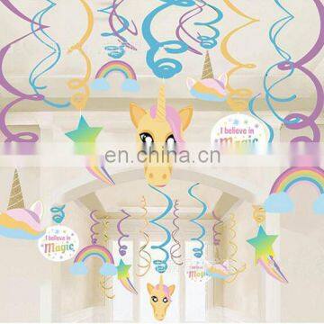 Beautiful Unicorn Shape Card Hanging Foil Swirls Banner Decoration Unicorn Party Supply