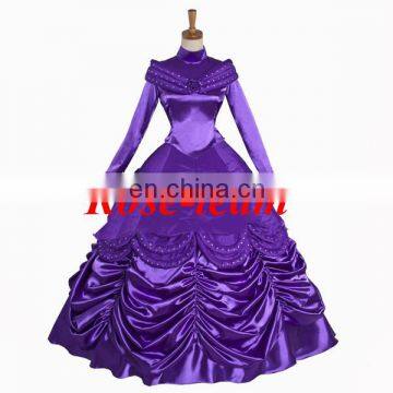 Rose-team Fantasia Anime Custom Made Beauty And Beast Princess Belle Purple Dress Costume Movie Sexy Carnival Halloween Costume