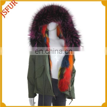 Jsfur Garment New Coat Fox Fur Woman Parka Coats Ladies