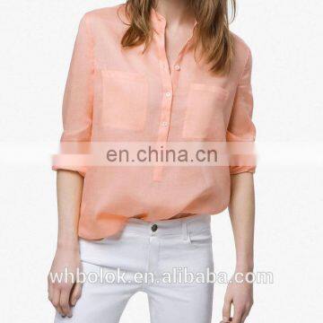 New style Women long sleeve shirt ramie shirt factory wuhan new style shirt