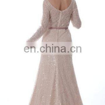 C5000BS Real Sample Sequin Long Sleeve Muslim Bridal Dress photo-2