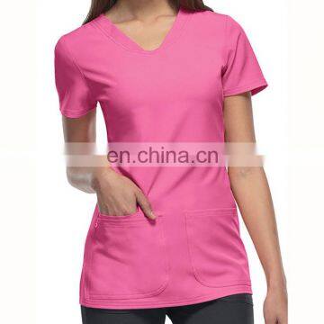 Women's Hospital Nurse Scrub Uniform Tops Logo