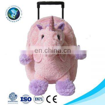 Promotional gift wholesale cheap cartoon cute kids soft plush purple unicorn backpack