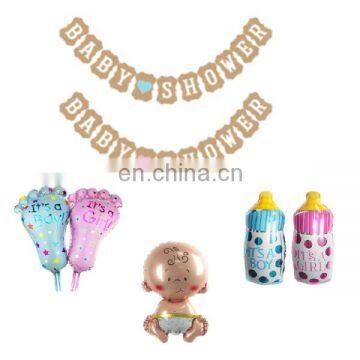 Gender reveal baby shower party kit baby shower banner and foil foot balloons