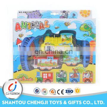 Funny slot toy plastic animal big train toy