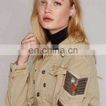 OEM Retro Army Style Cotton Shirt Jacket for Women photo-2