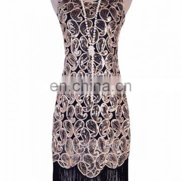 BestDance Women 1920s Sequin Paisley Racer Back Tassels Hem Flapper Cocktail Dress OEM