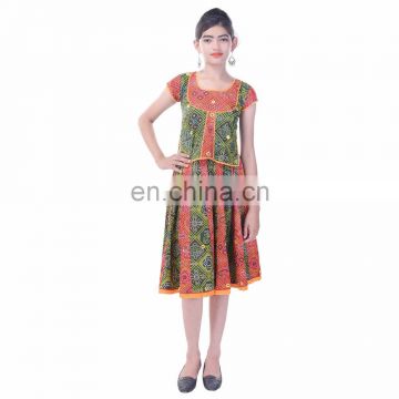 Soundarya cotton new design round neck top and with matching printed skirt for boys