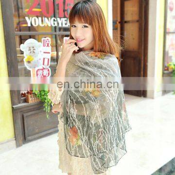 2015fashion style newest high quality silk georgette digital printing cape(SP886BL)