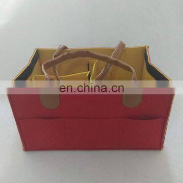 New Custom Felt Baby Diaper Caddy With Anti-dust Cover and PU Leather Handle Diaper Bags Nursery Organizer for Baby's Essentials photo-3