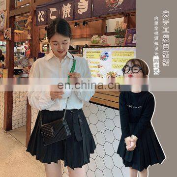 6876 Fahion Spring School Girl Skirt Baby Girl and Mom Black Pleated Skirt